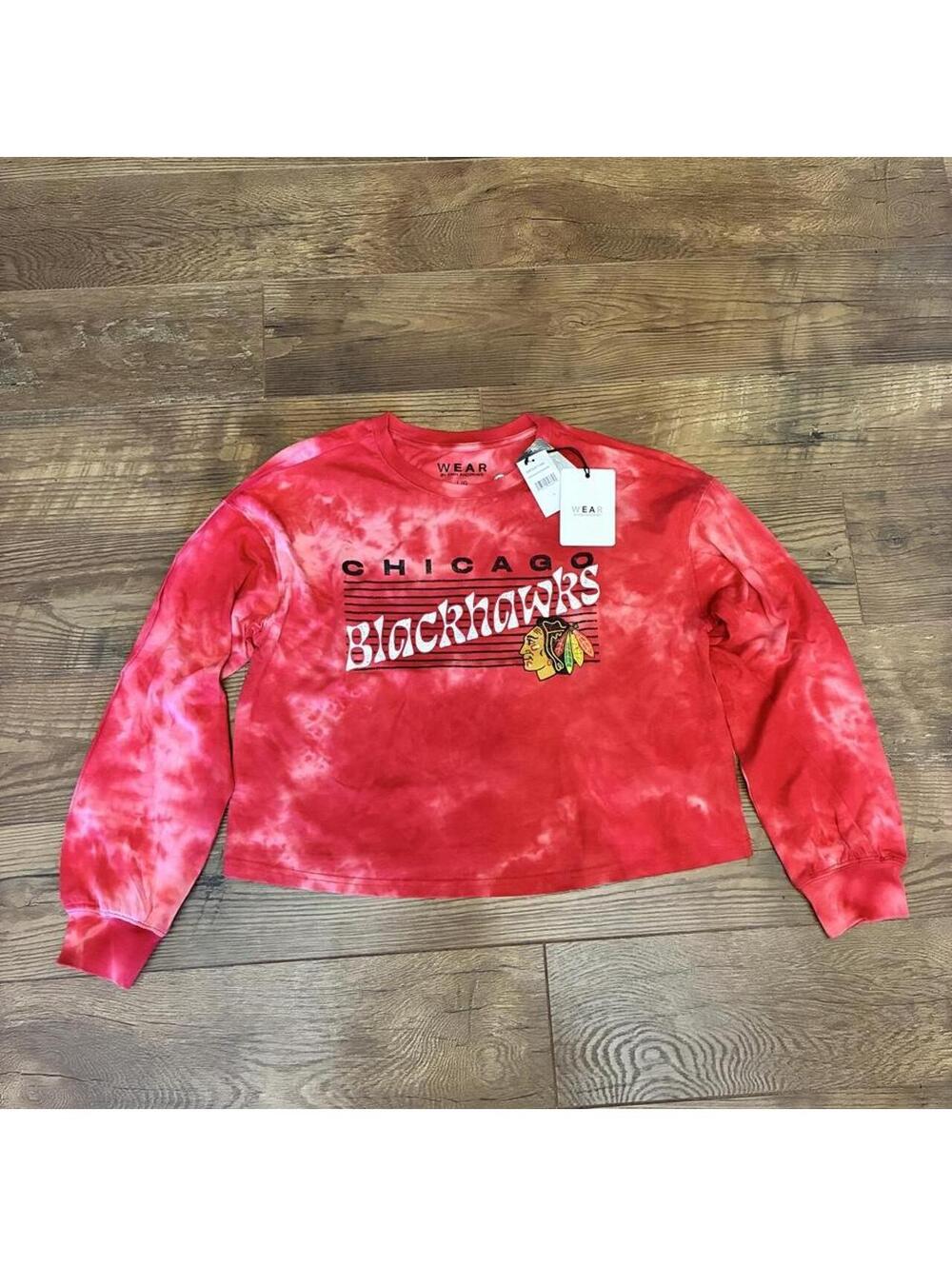 Red tie-dye Chicago Blackhawks Wear By Erin Andres long sleeve shirt L